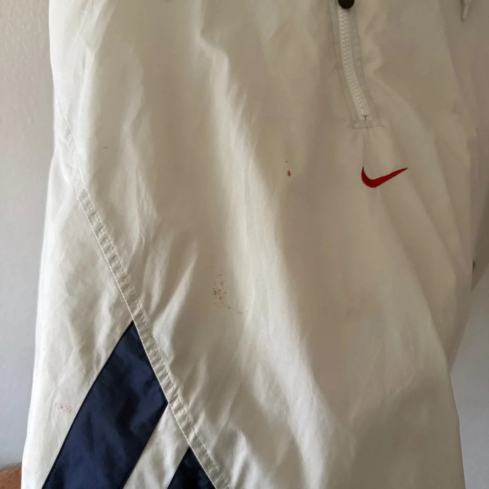Vintage Nike‎ Windbreaker Mens Large White Red Quarter Zip Hooded Jacket